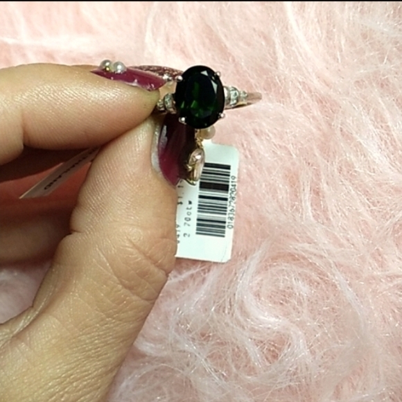 Natural Chrome Russian Diopside Diamond Baguette White Silver - Picture 6 of 15